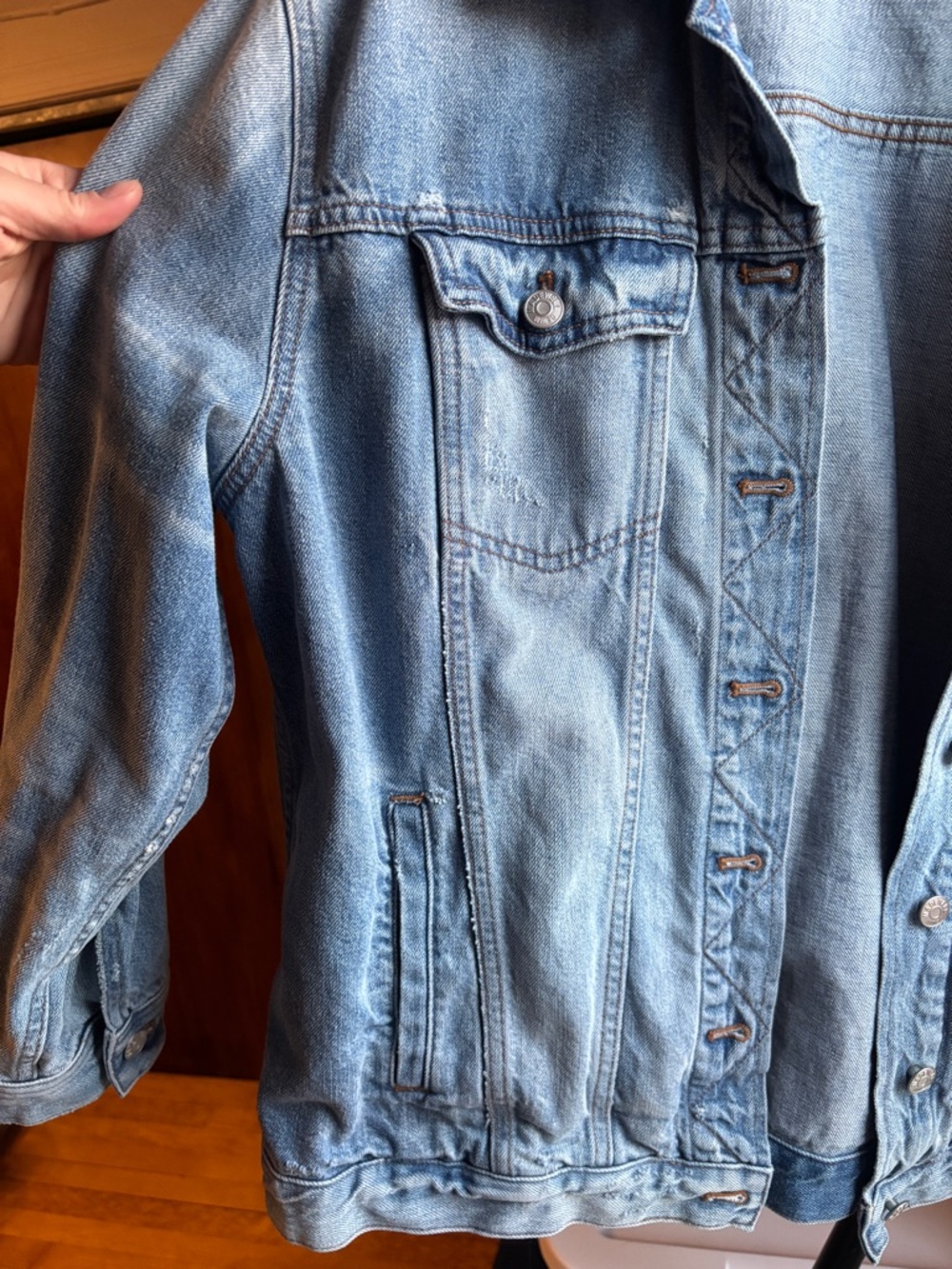 EUC Madewell Oversized Blue Jean Jacket | Distressed Denim | Women’s Plus 1X - Picture 7 of 16
